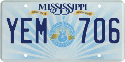 MS license plate YEM706