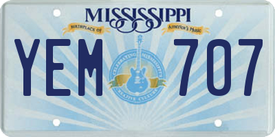 MS license plate YEM707