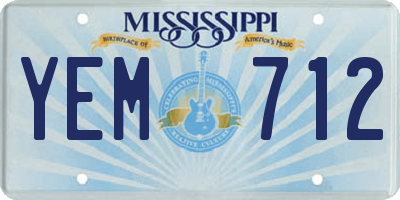 MS license plate YEM712