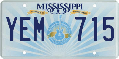 MS license plate YEM715