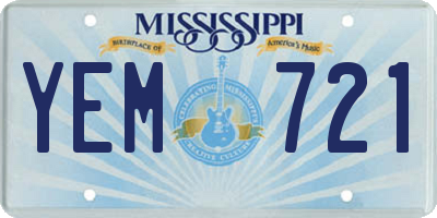 MS license plate YEM721