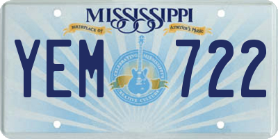 MS license plate YEM722