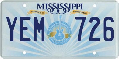 MS license plate YEM726