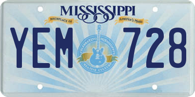 MS license plate YEM728