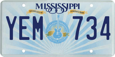 MS license plate YEM734