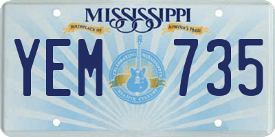 MS license plate YEM735