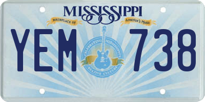 MS license plate YEM738
