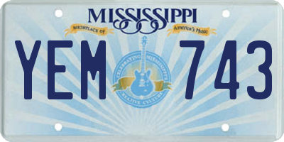 MS license plate YEM743