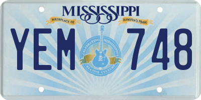 MS license plate YEM748