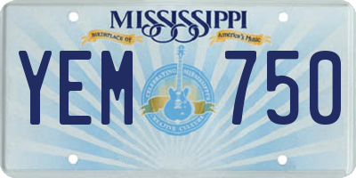 MS license plate YEM750