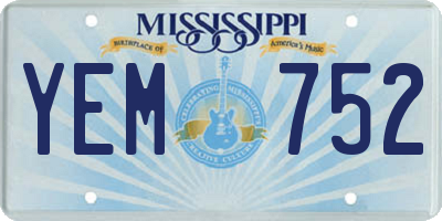MS license plate YEM752