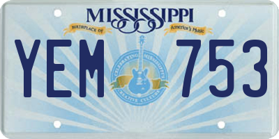 MS license plate YEM753