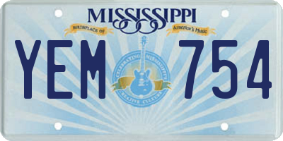 MS license plate YEM754