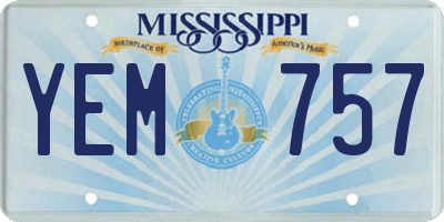 MS license plate YEM757