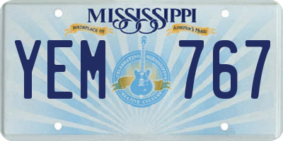 MS license plate YEM767