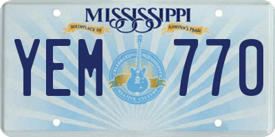 MS license plate YEM770