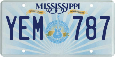 MS license plate YEM787