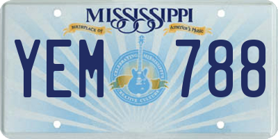 MS license plate YEM788