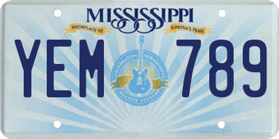 MS license plate YEM789