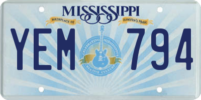 MS license plate YEM794