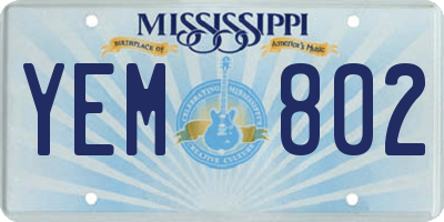 MS license plate YEM802