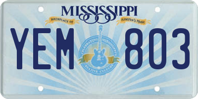 MS license plate YEM803
