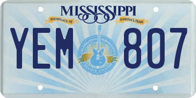 MS license plate YEM807