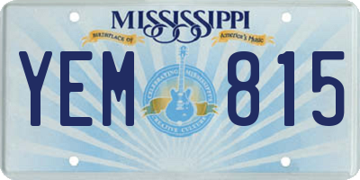 MS license plate YEM815