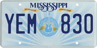 MS license plate YEM830