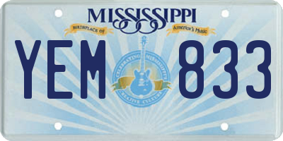 MS license plate YEM833