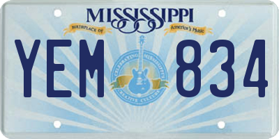 MS license plate YEM834