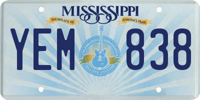 MS license plate YEM838