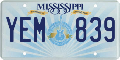 MS license plate YEM839