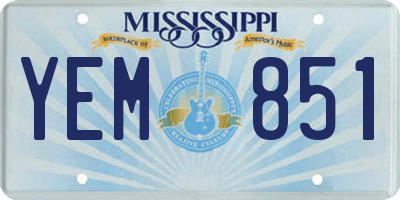 MS license plate YEM851