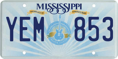 MS license plate YEM853