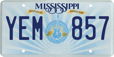 MS license plate YEM857
