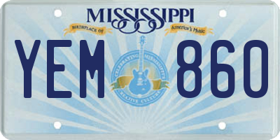 MS license plate YEM860