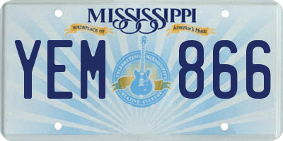MS license plate YEM866