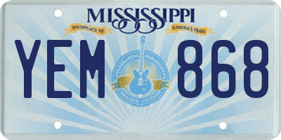 MS license plate YEM868
