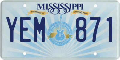 MS license plate YEM871