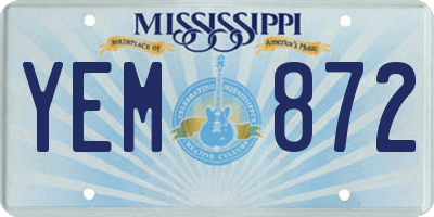 MS license plate YEM872
