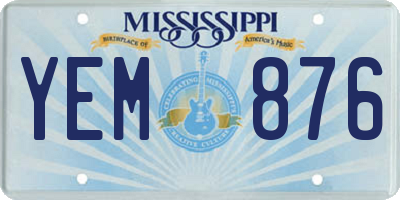 MS license plate YEM876