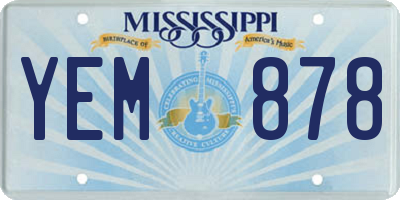 MS license plate YEM878