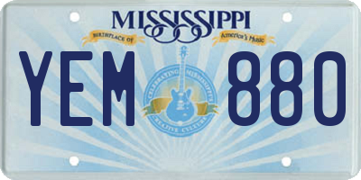 MS license plate YEM880