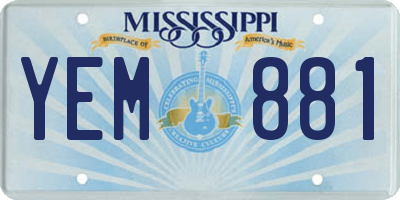 MS license plate YEM881