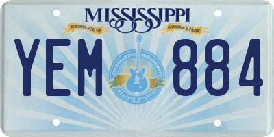 MS license plate YEM884