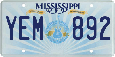 MS license plate YEM892