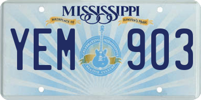MS license plate YEM903