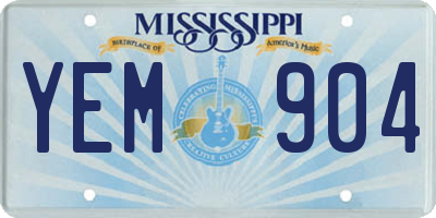 MS license plate YEM904