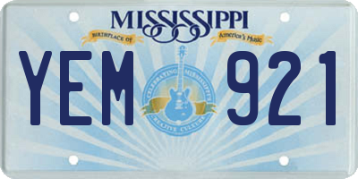 MS license plate YEM921